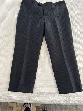 Banana Republic Black Textured Crop Straight-Leg Dress Pants